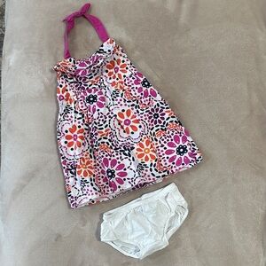 Gymboree Floral Dress with Diaper Cover - Pink, Orange, and White